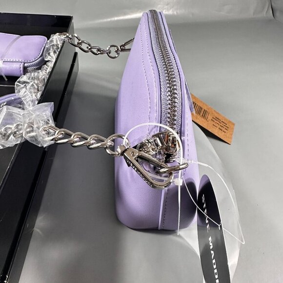 Steve Madden Crossbody Women Handbag Monogram Strap Coin Purse Keychain Purple - Picture 7 of 16